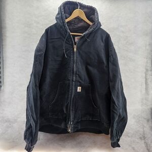 VTG Carhartt Jacket Mens 3XL J140 BLK UFCW Union Quilted Flannel‎ Lined USA Made
